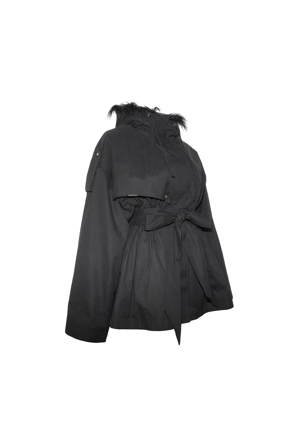 S fur embroidery trench short