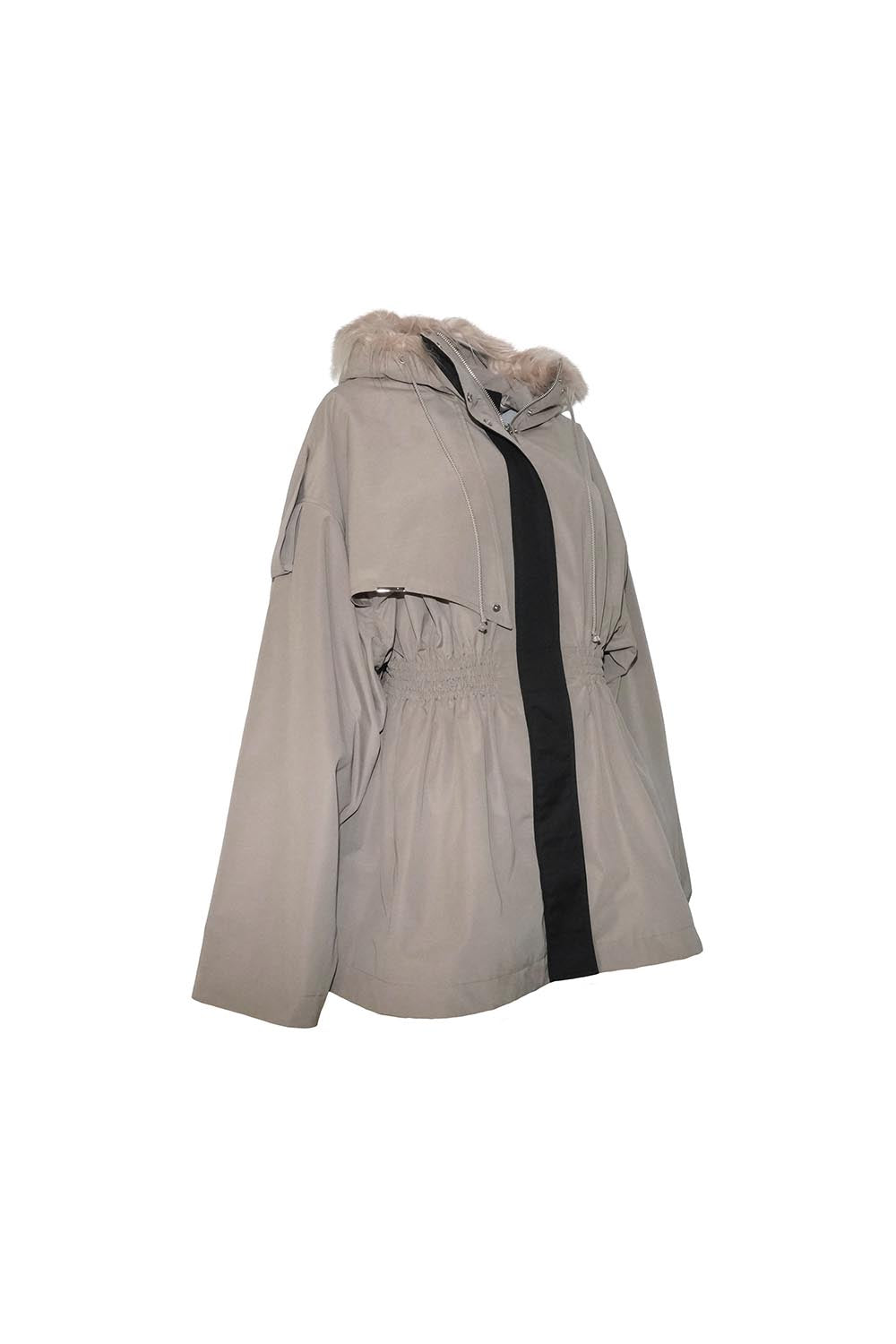 S fur embroidery trench short