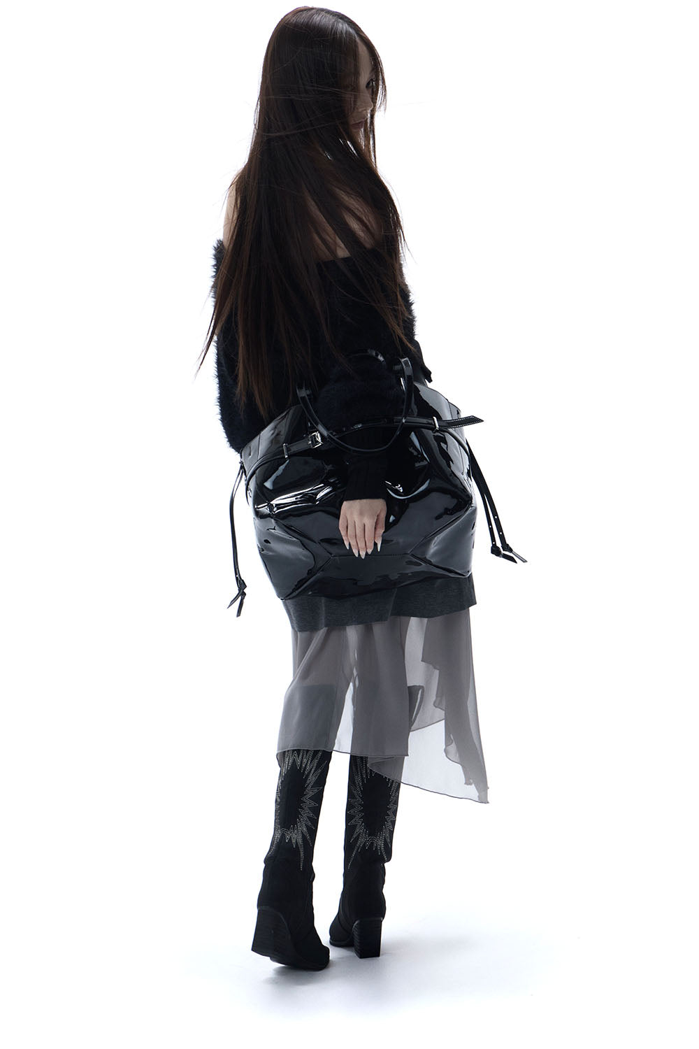 S structured drape midi skirt