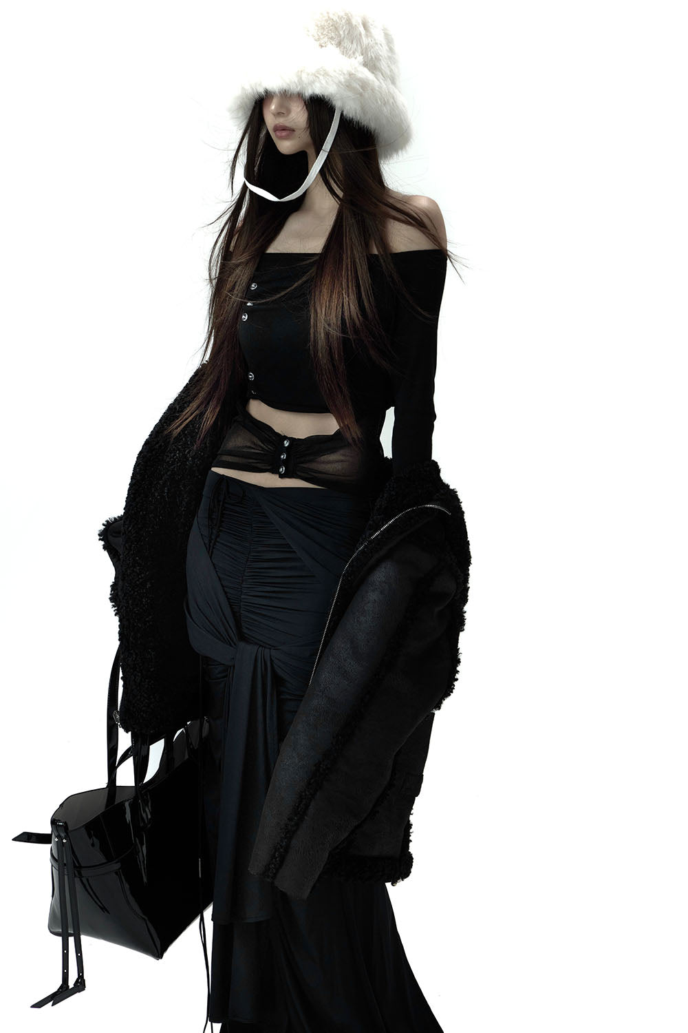 S drape knot maxi skirt