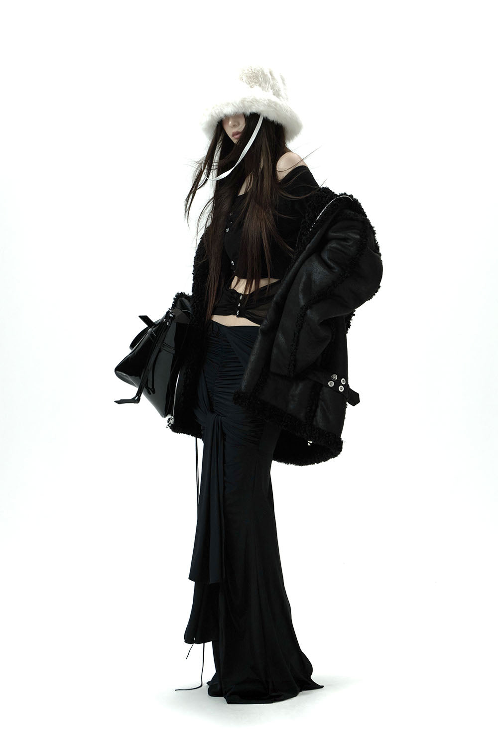 S drape knot maxi skirt