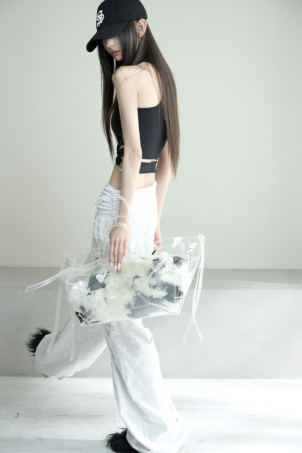 S ribbon smocking sweat pants