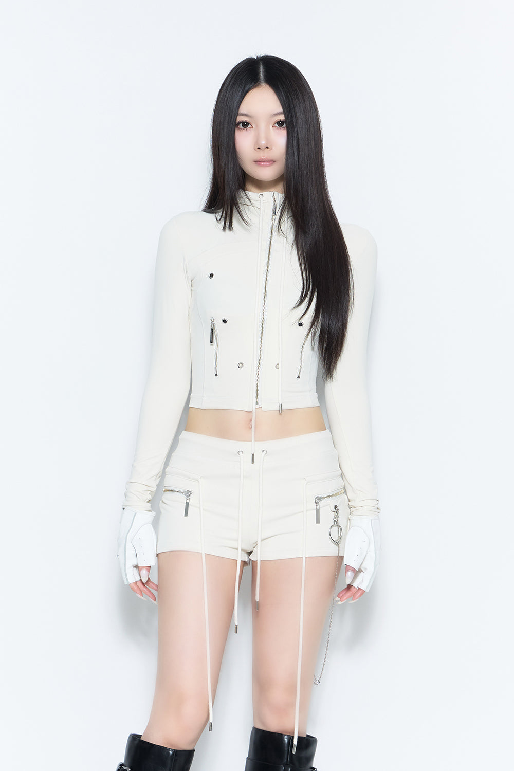 トップス t.r.y.r.u.r THEREDTHREAD】eyelet zip fit hoodie