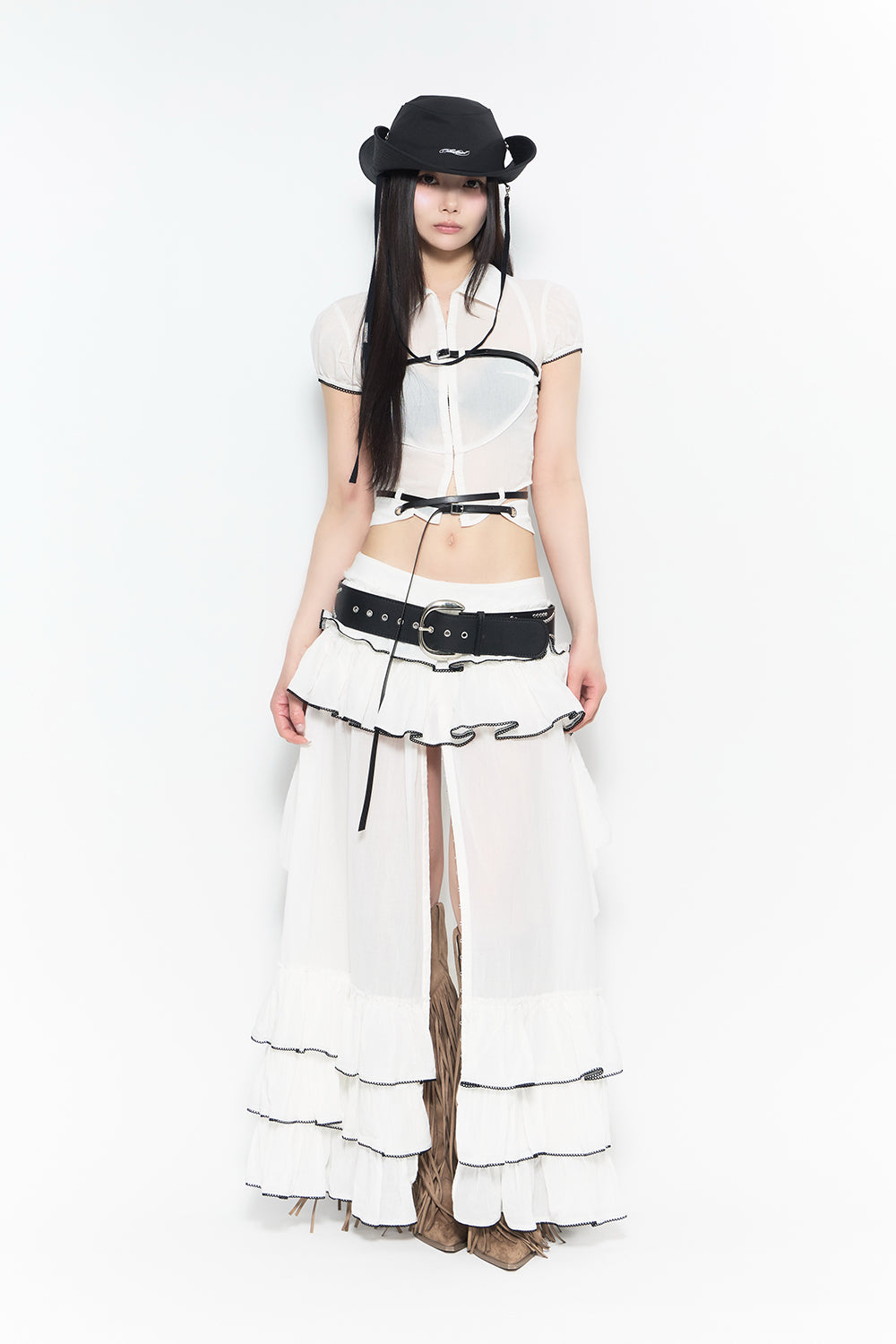 スカート theredthread frontier tiered skirt THEREDTHREAD / ザレッドスレッド】frontier tiered skirt