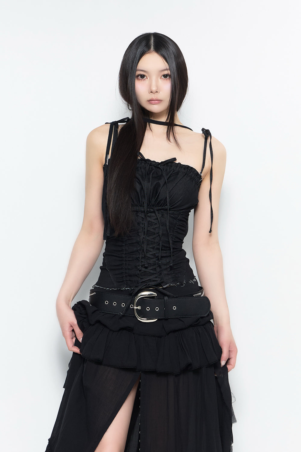 トップス theredthread veil bare tops black THEREDTHREAD / ザレッドスレッド】veil bare tops