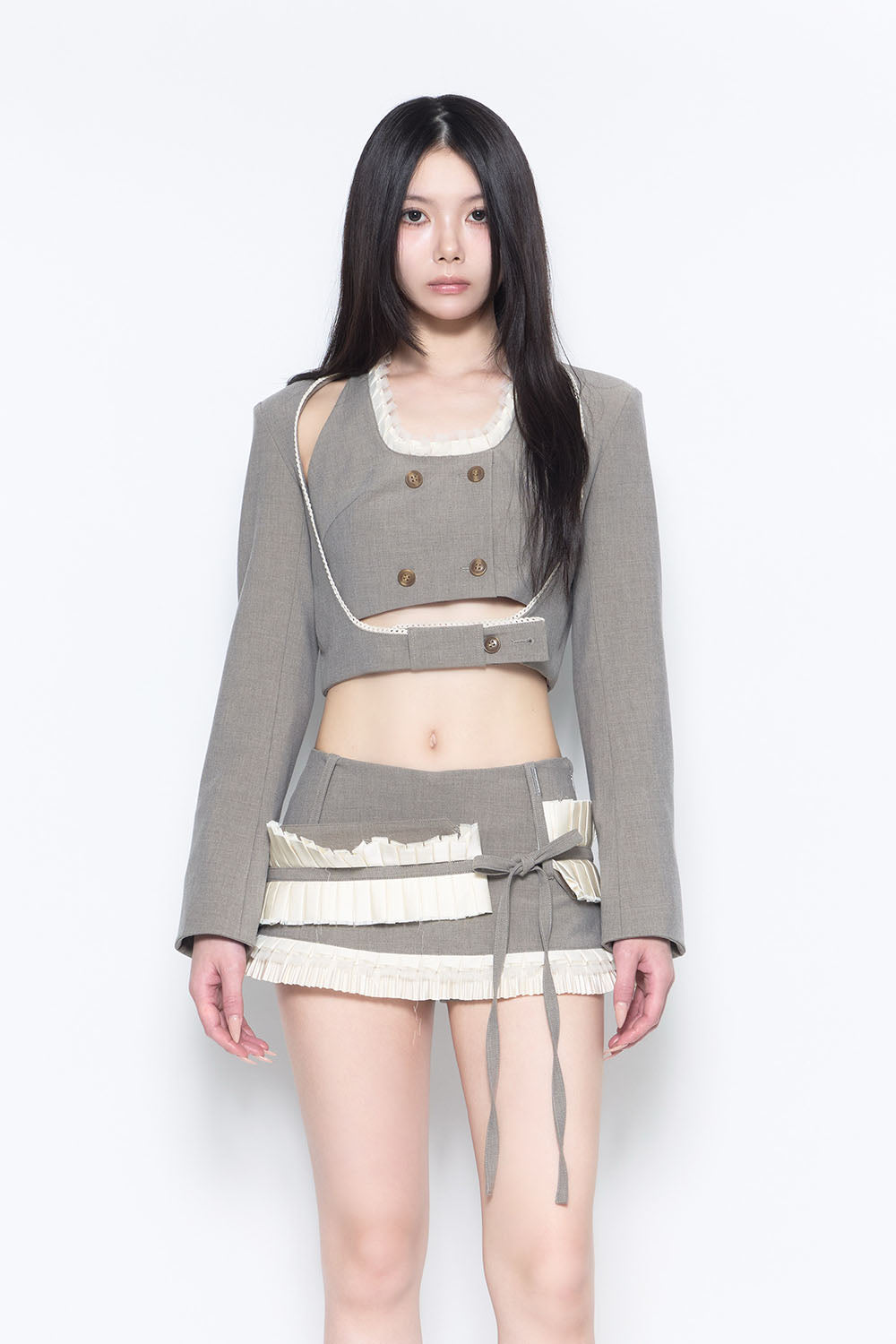 S lace trim suit skirt