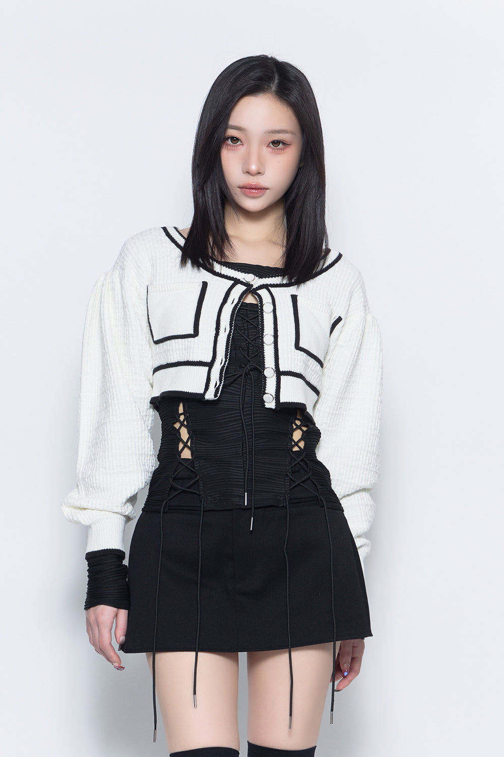 THEREDTHREAD / ザレッドスレッド】frame knit cardigan