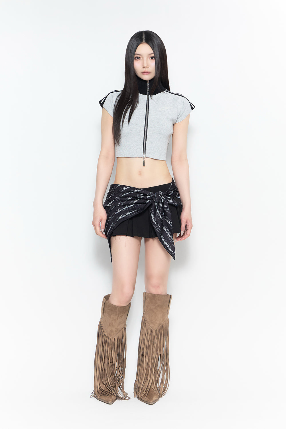 アール(ᵔᴥᵔ)　レディース　GB S THEREDTHREAD / ザレッドスレッド】scarf pleated mini