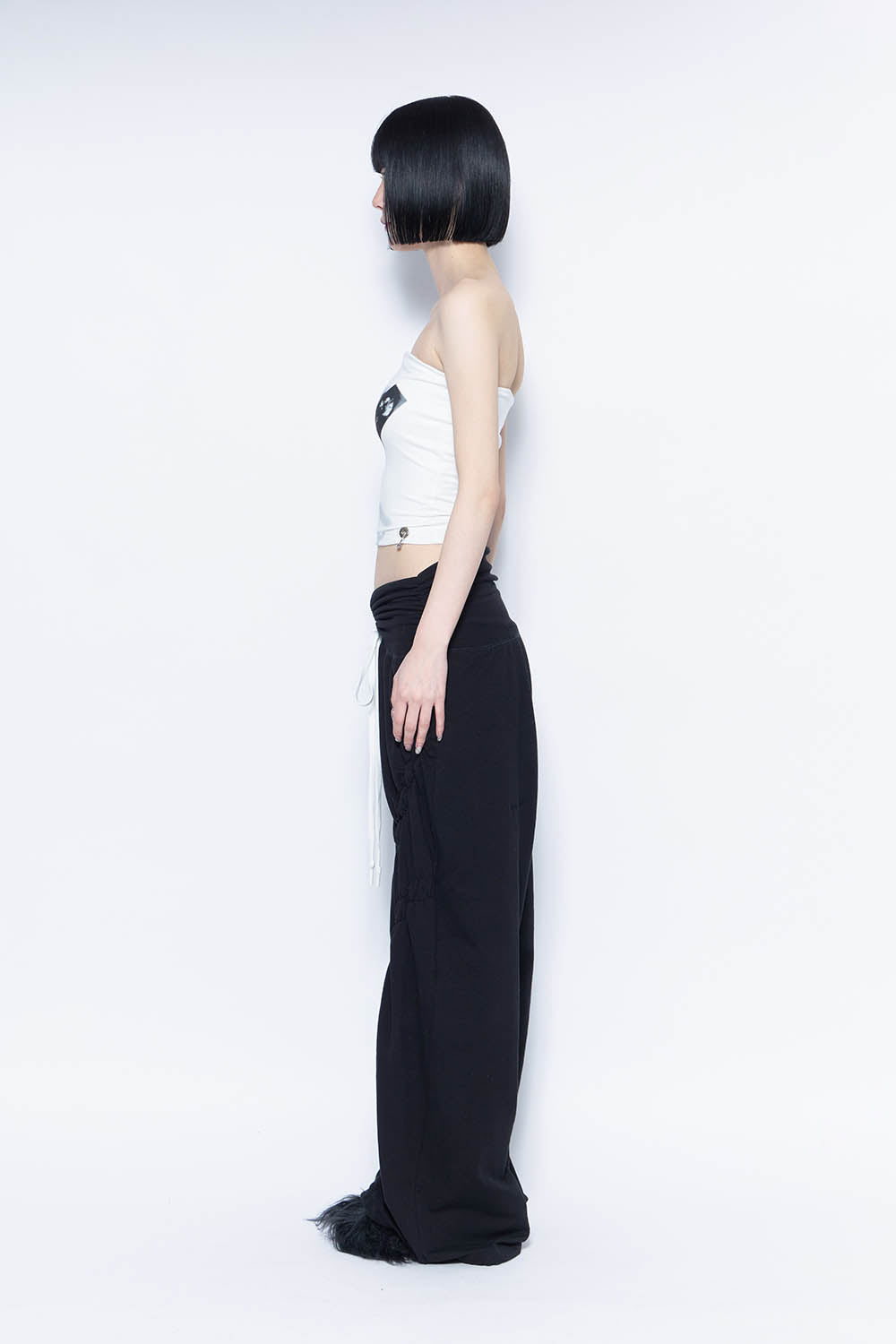 S ribbon smocking sweat pants