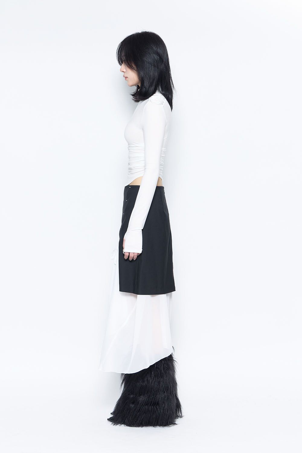 S structured drape midi skirt