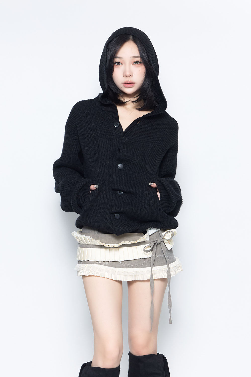 S lace trim suit skirt