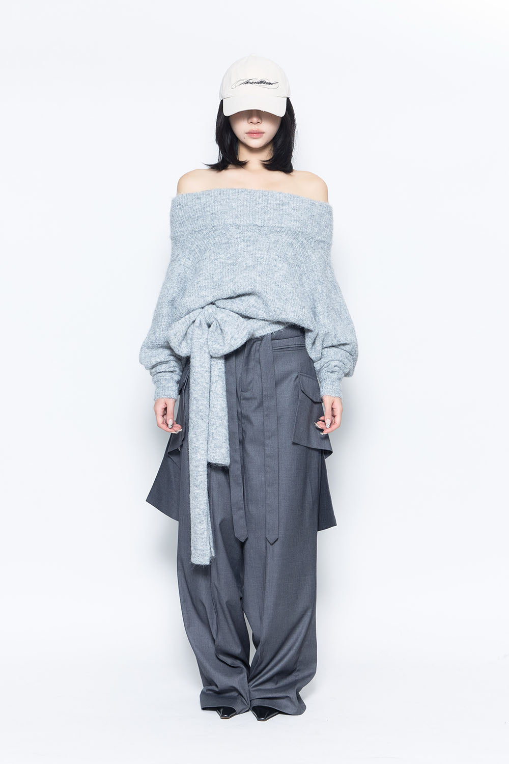 theredthread S asymmetric drape tops グレー THEREDTHREAD / ザレッドスレッド】S asymmetric drape tops