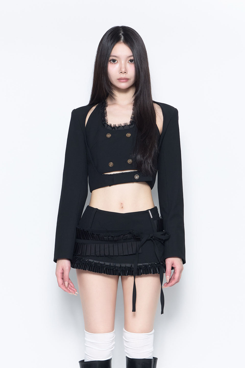 S lace trim suit skirt