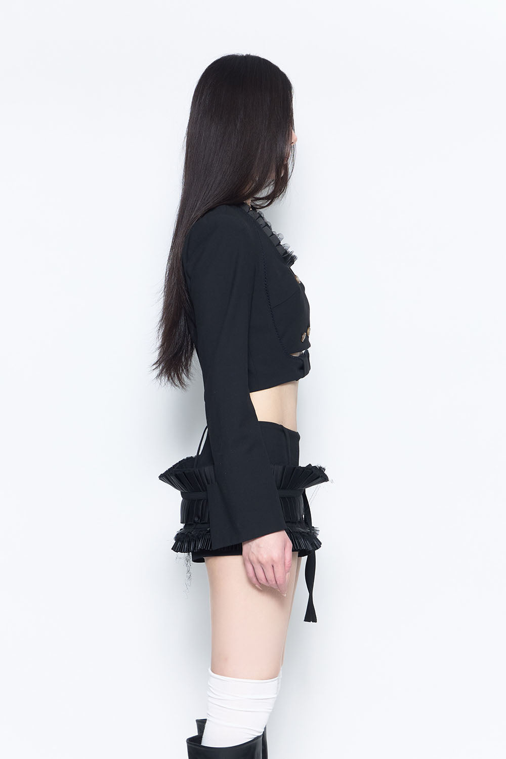 S lace trim suit skirt