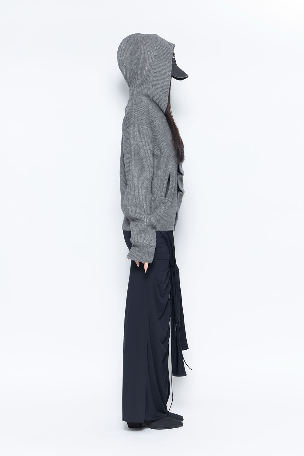 S drape knot maxi skirt