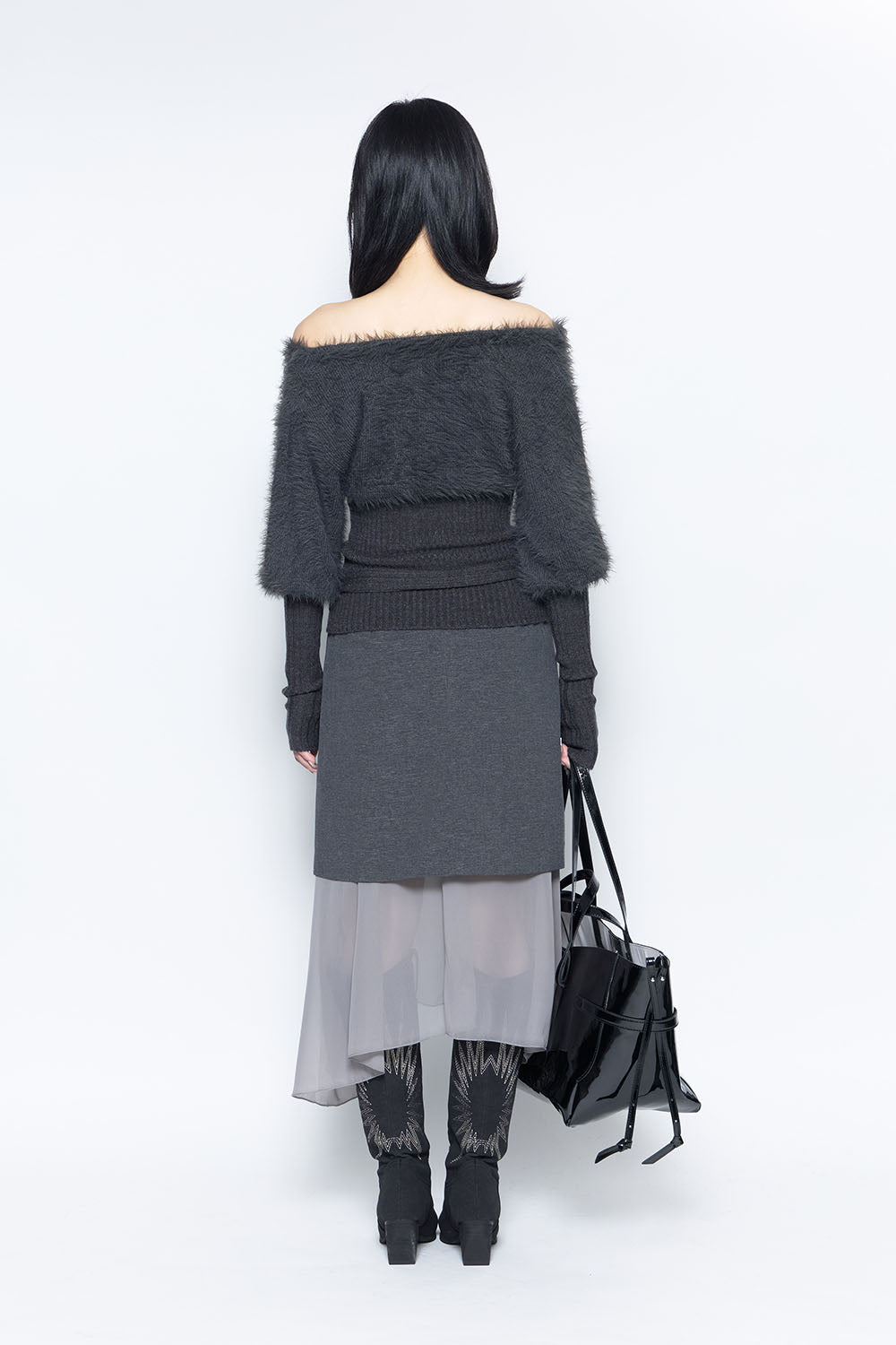 S structured drape midi skirt