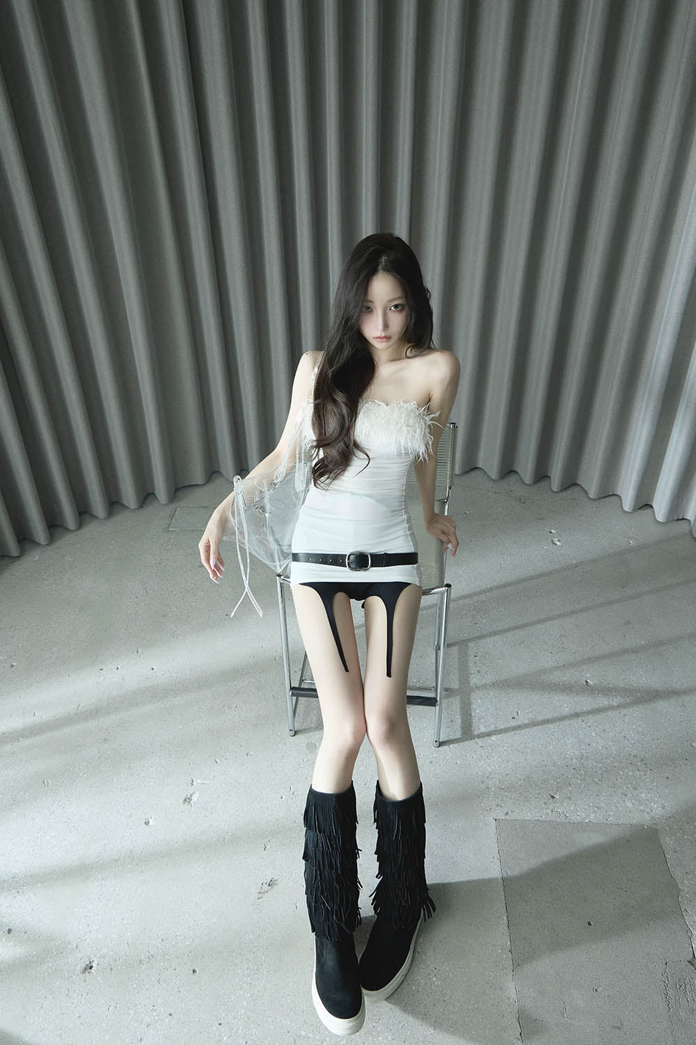 S garter bare shorts set