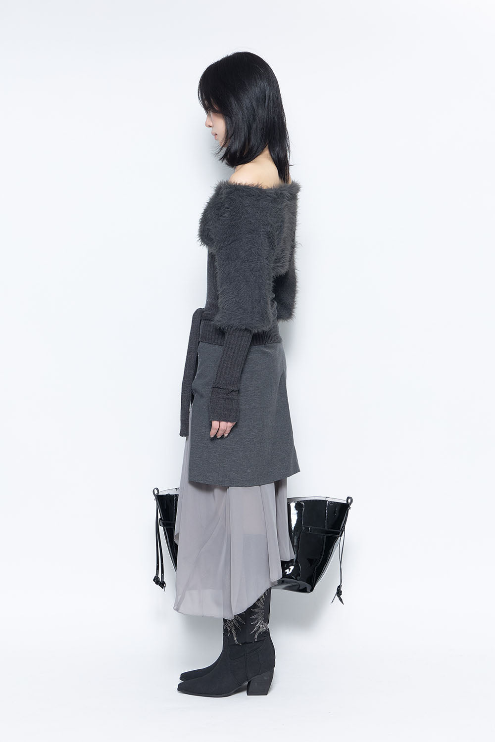 S structured drape midi skirt