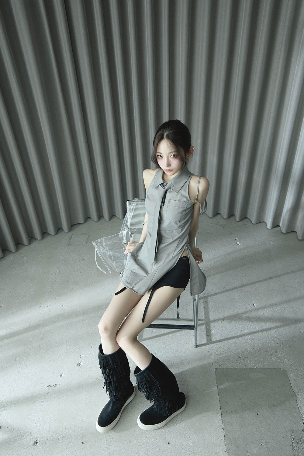 S garter bare shorts set