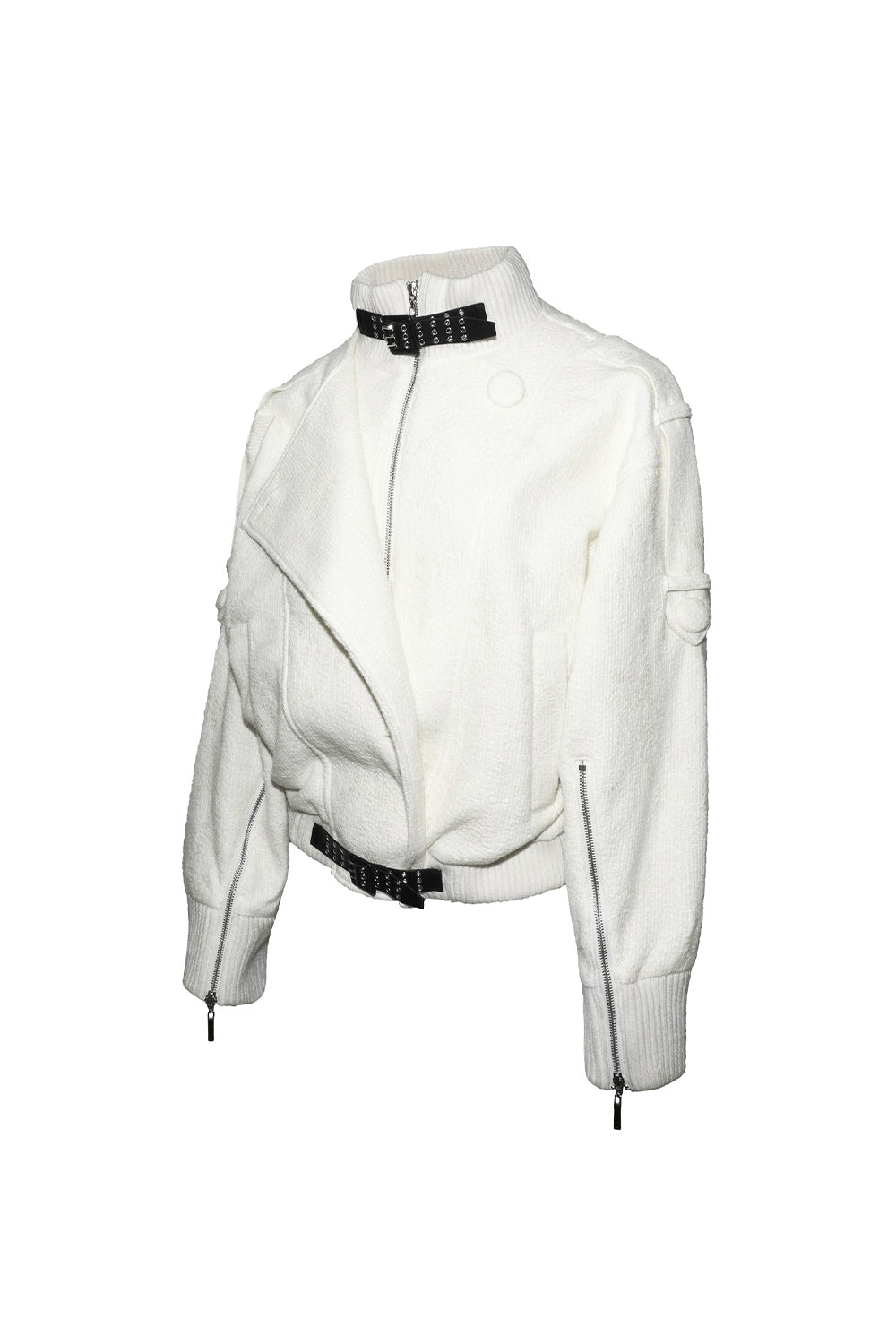 belted lace blouson