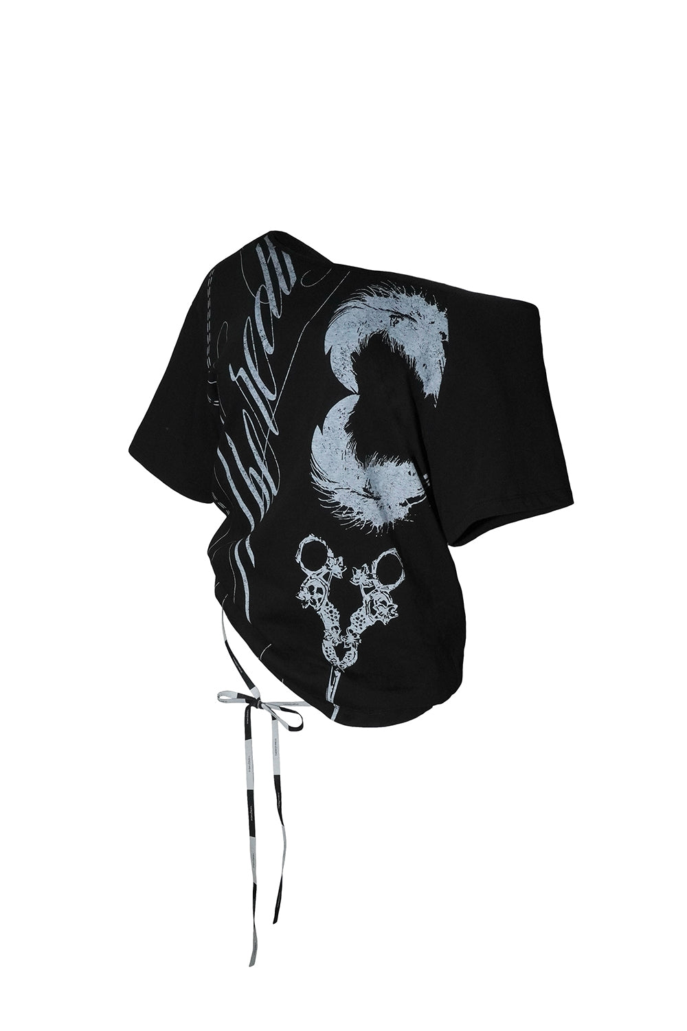 theredthread　ink script offshoulder tops THEREDTHREAD / ザレッドスレッド】ink script offshoulder tops