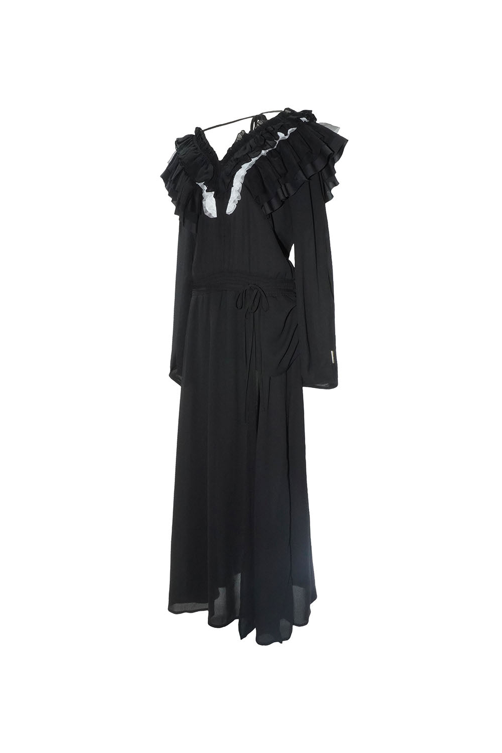 S ruffle chiffon long dress