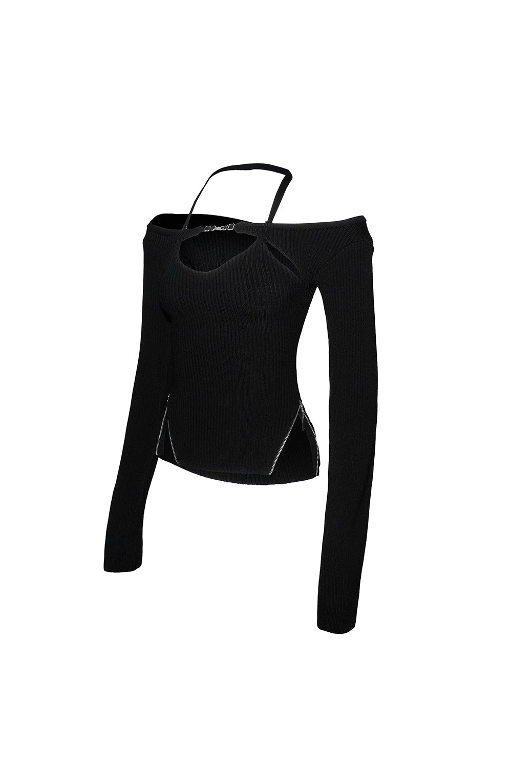 halter zip knit