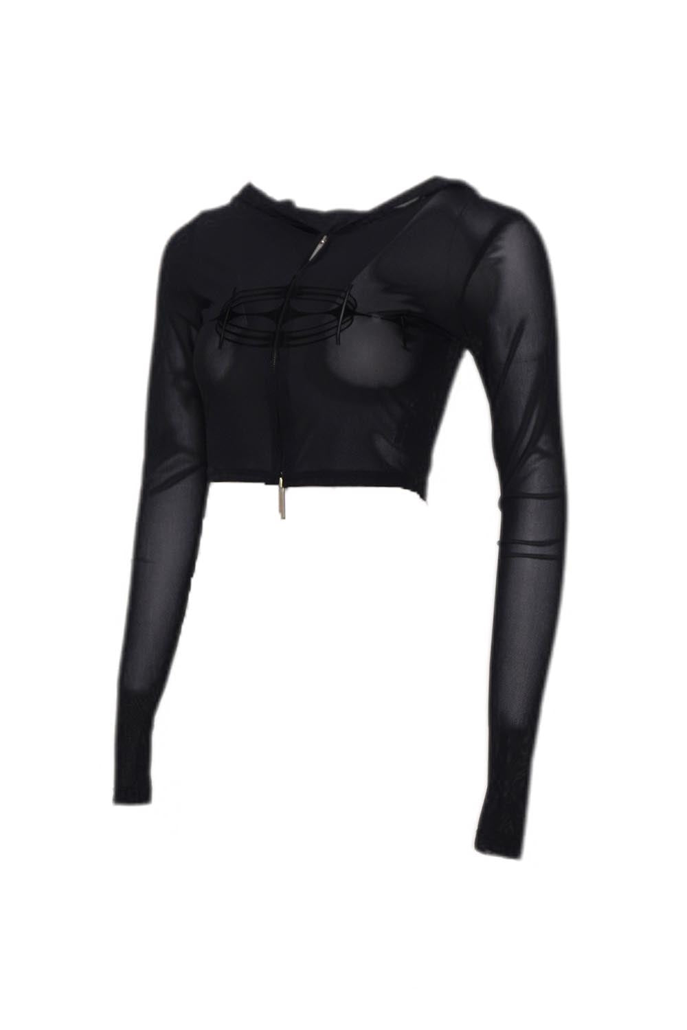 パリコレクション ザレッドスレッド】S / THEREDTHREAD sheer sparkles hoodie トップス