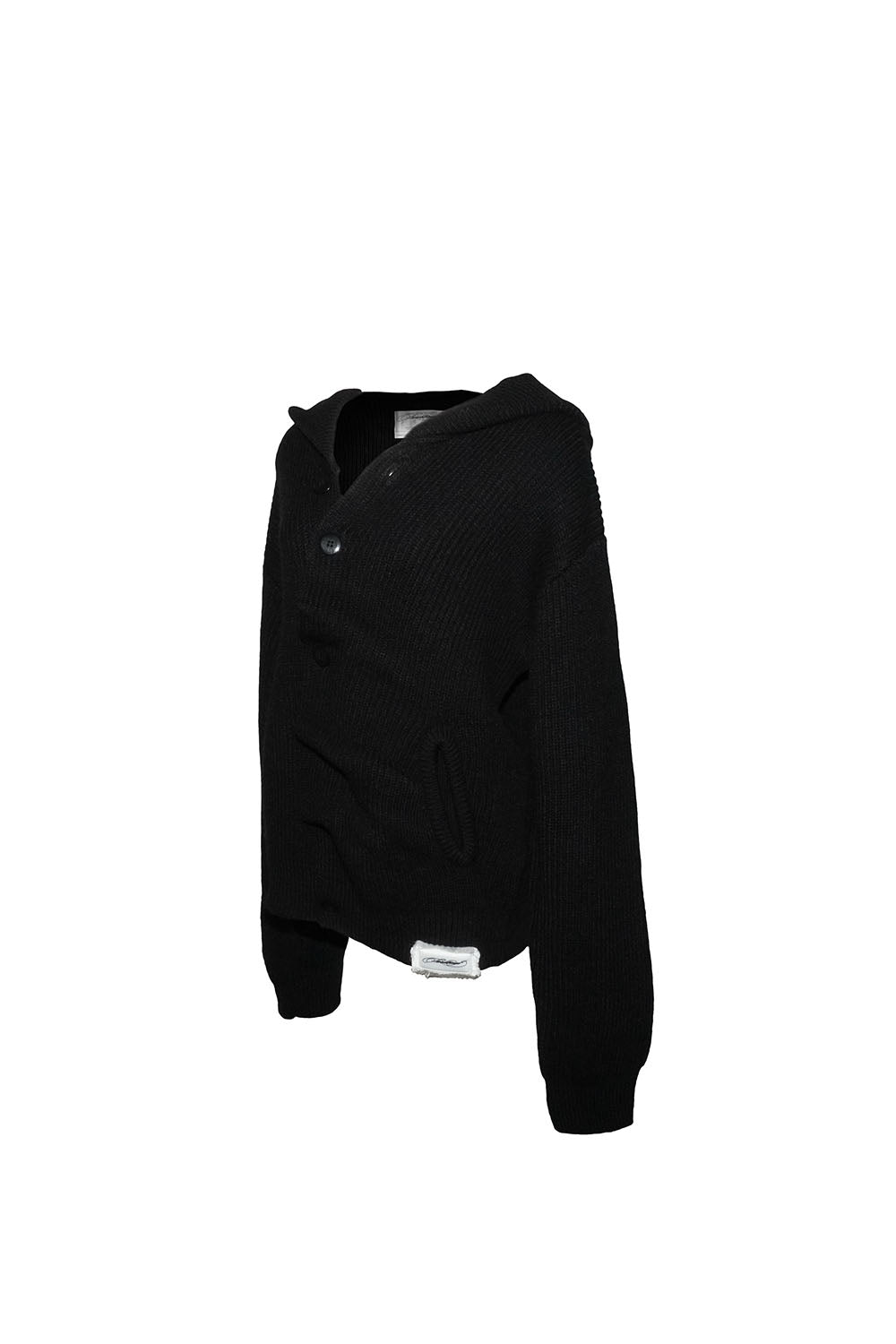 S button knit hoodie
