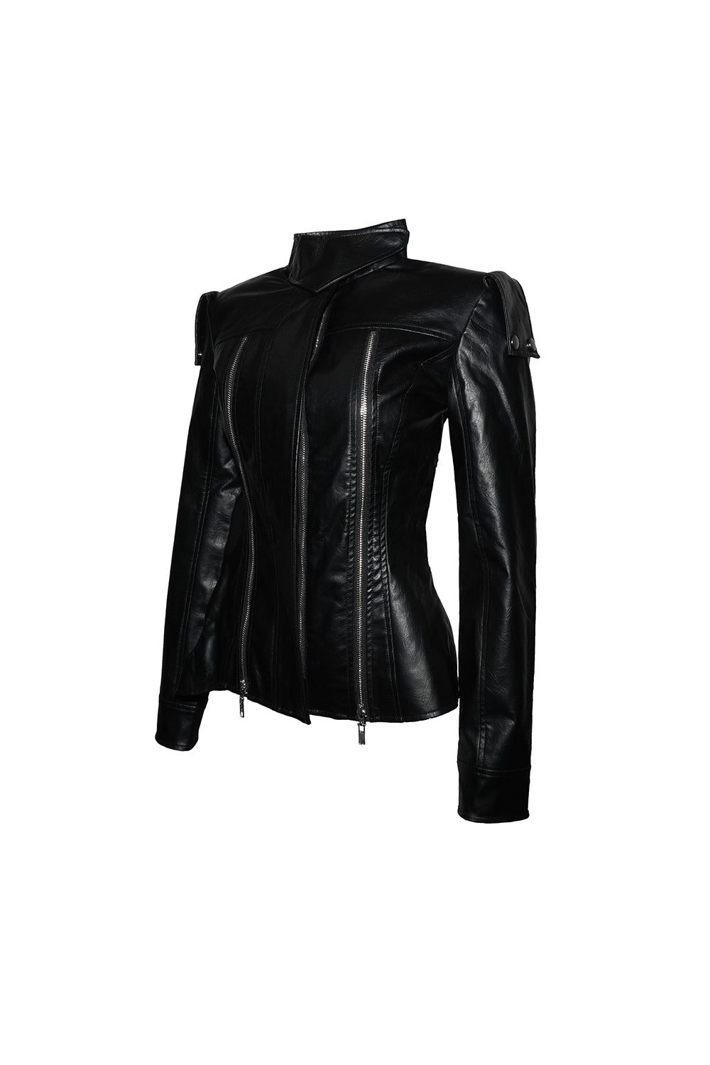 zip panel leather jacket