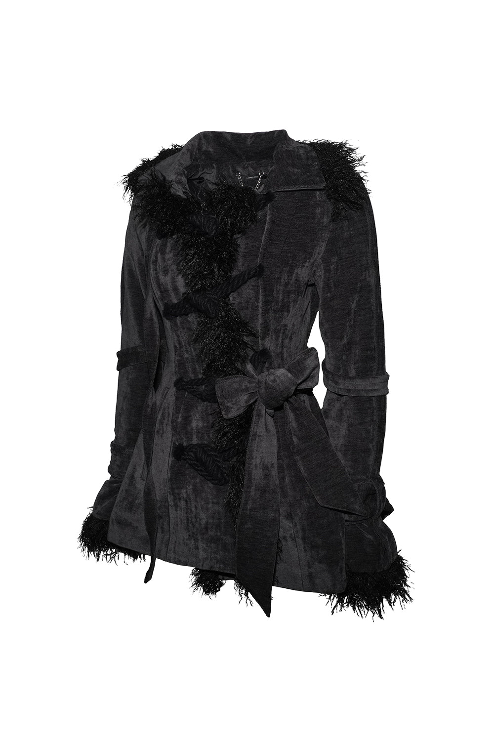 fur trim toggle coat