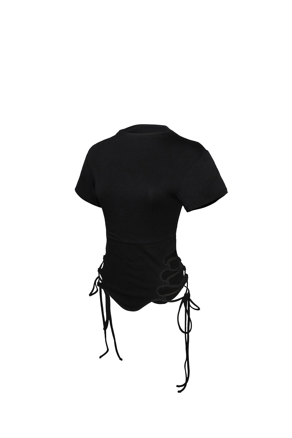 THEREDTHREAD】split hem lace up tops