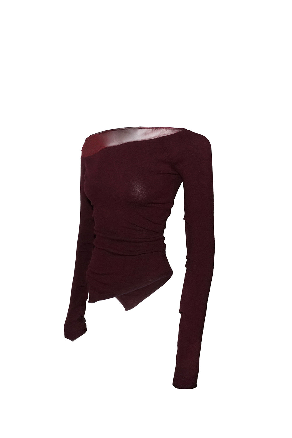 S sheer asymmetric tops