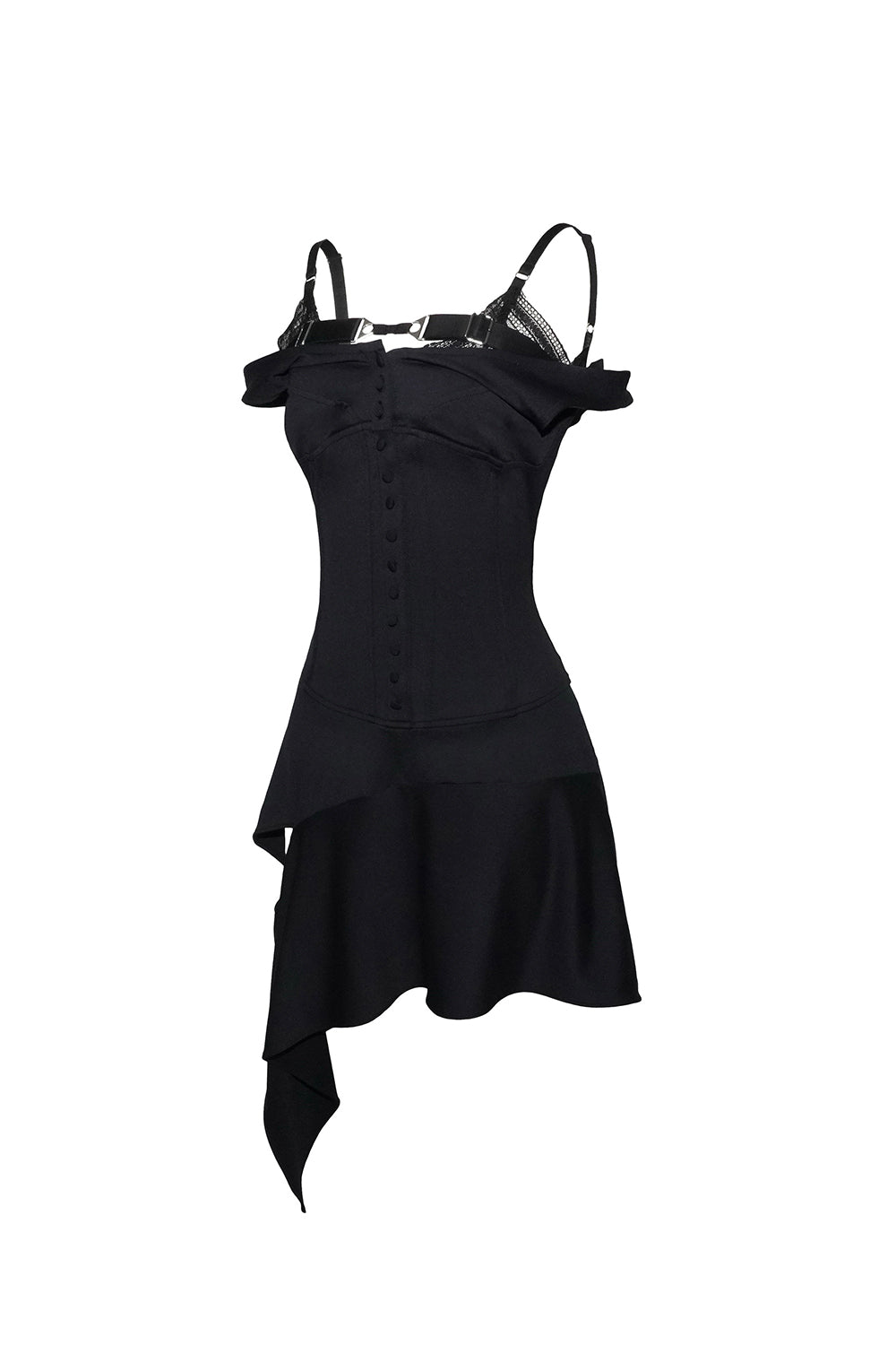 belted layer asym dress