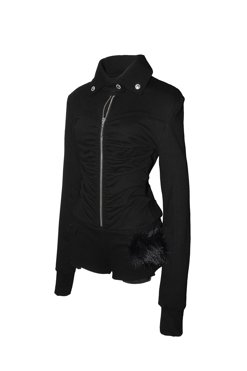 ruched zip romper