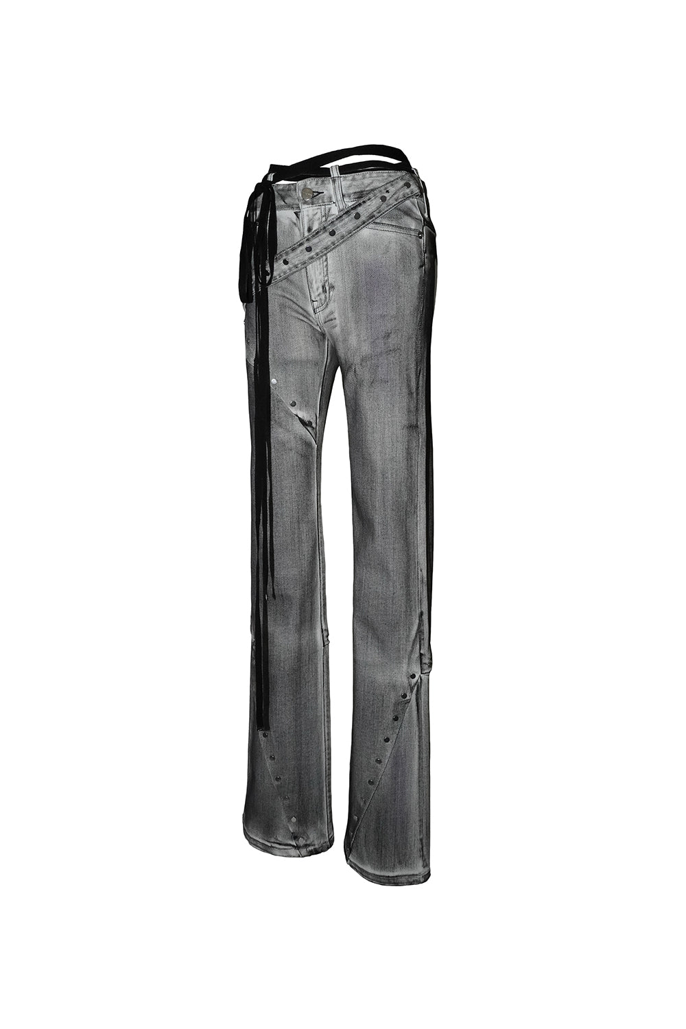 studded denim flare