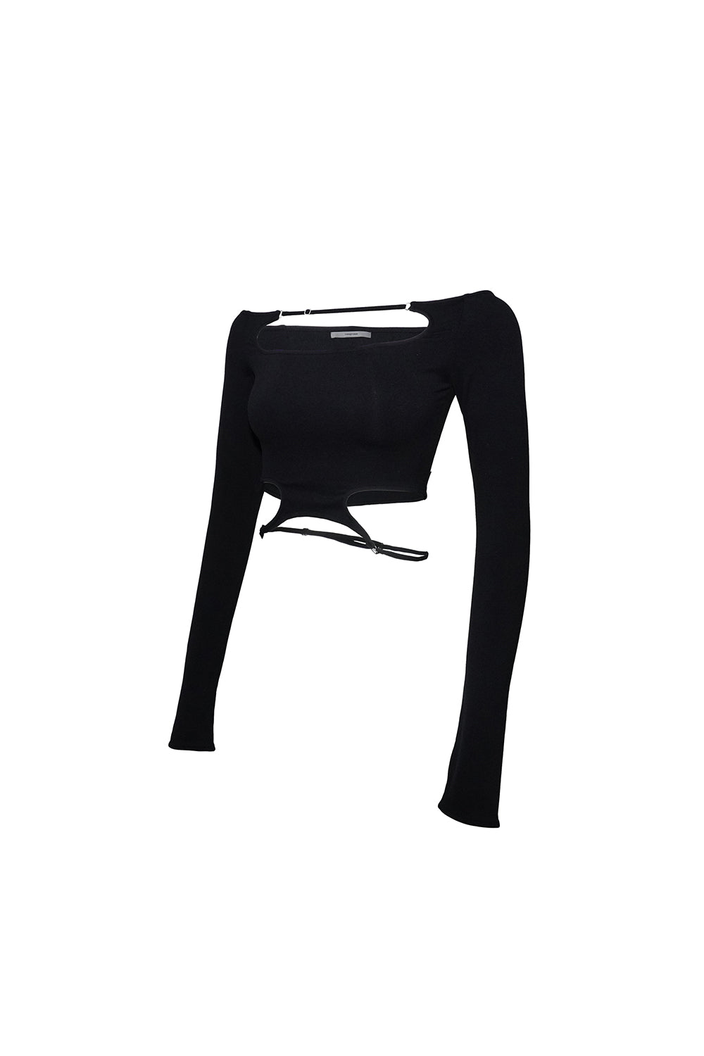トップス theredthread cutout tops cropped black THEREDTHREAD / ザレッドスレッド】cutout tops cropped