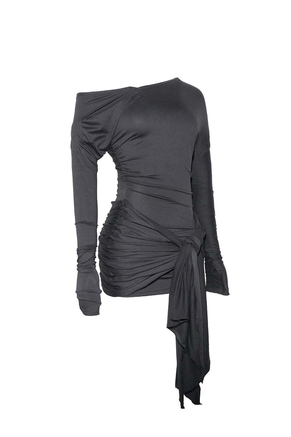 S offshoulder draped dress mini
