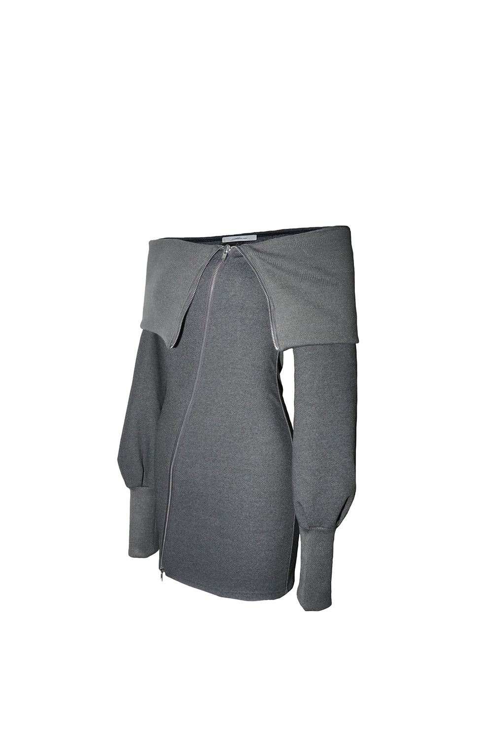 slash zipup mini dress