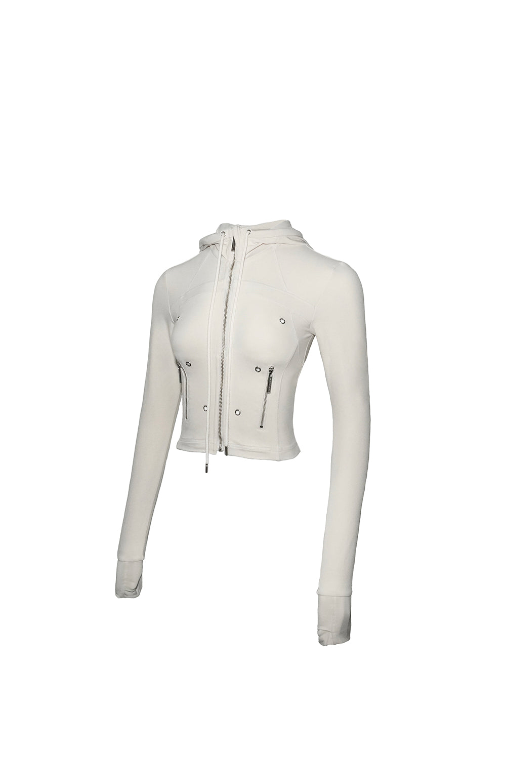 eyelet zip fit hoodie