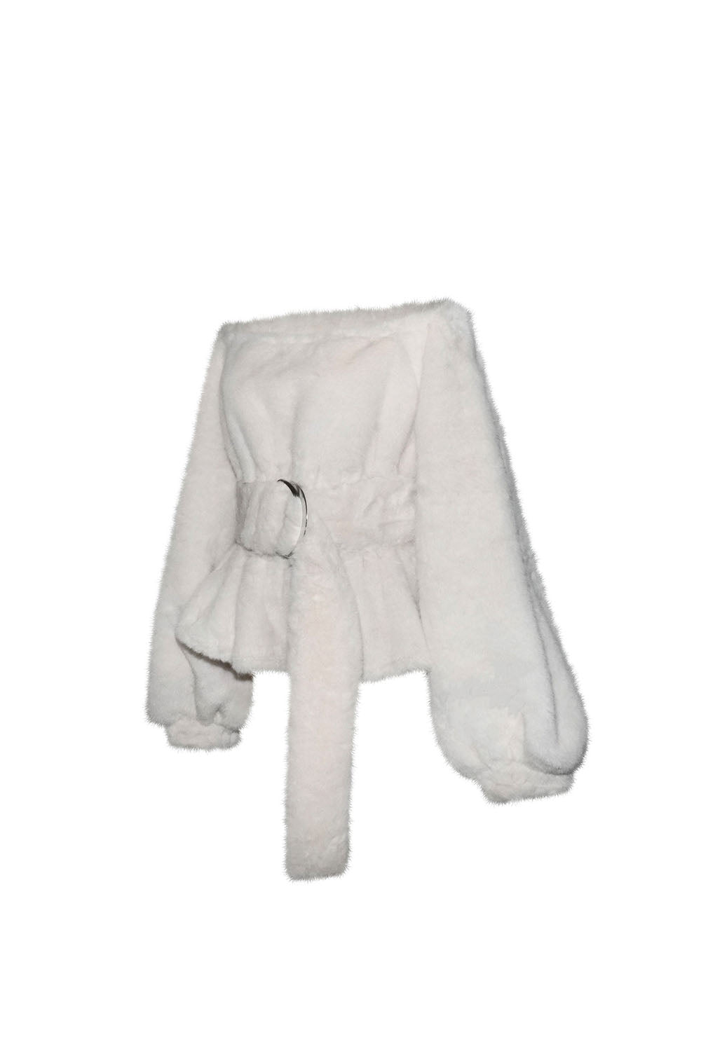 S off shoulder faux-fur tops