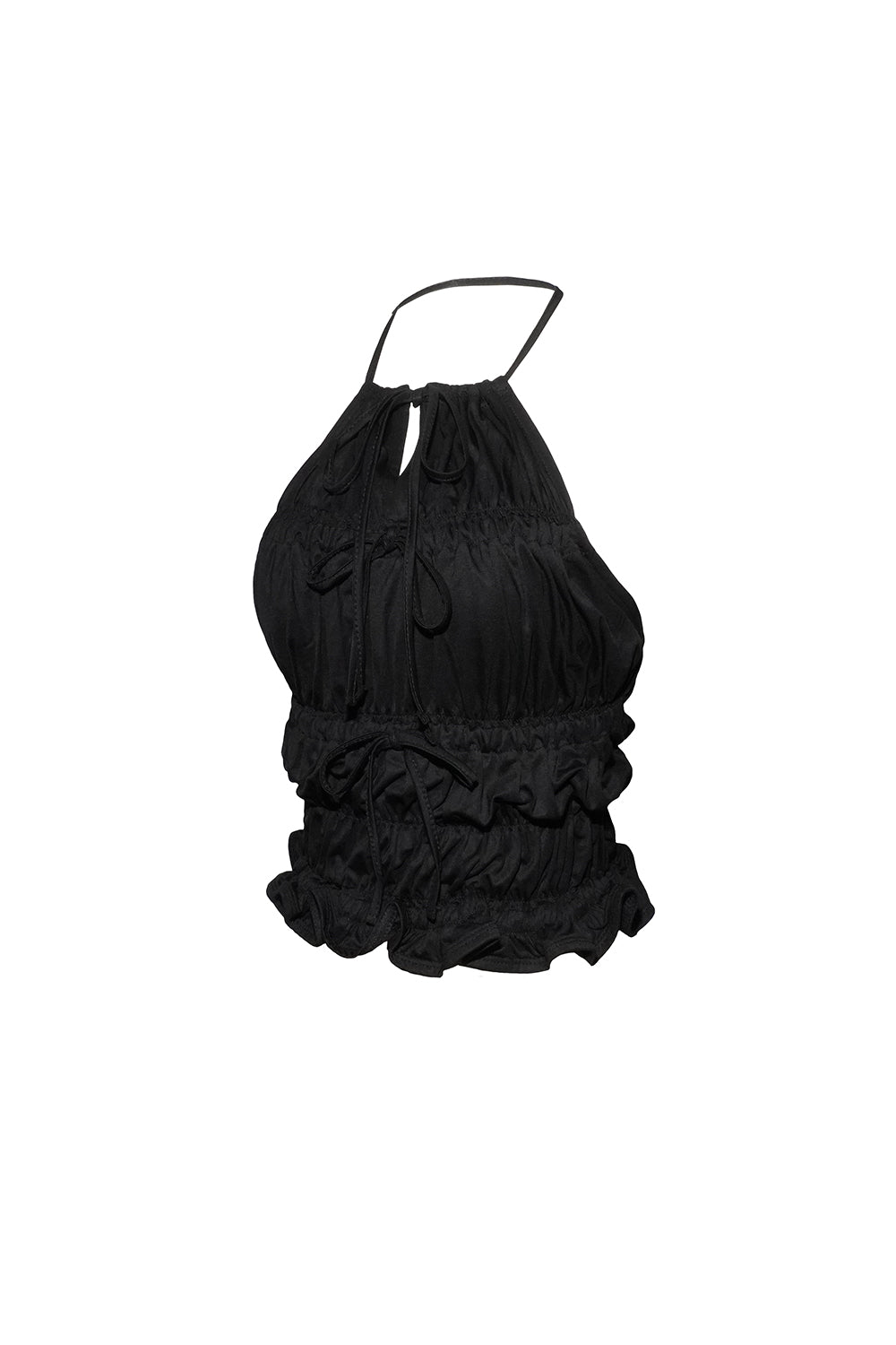 shirred frill halter tops