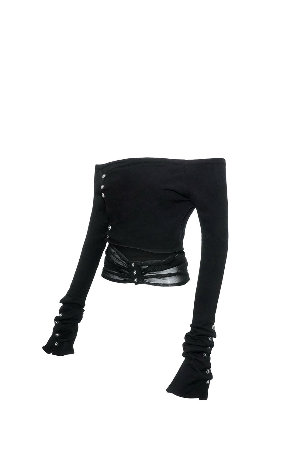 S button layered knit tops