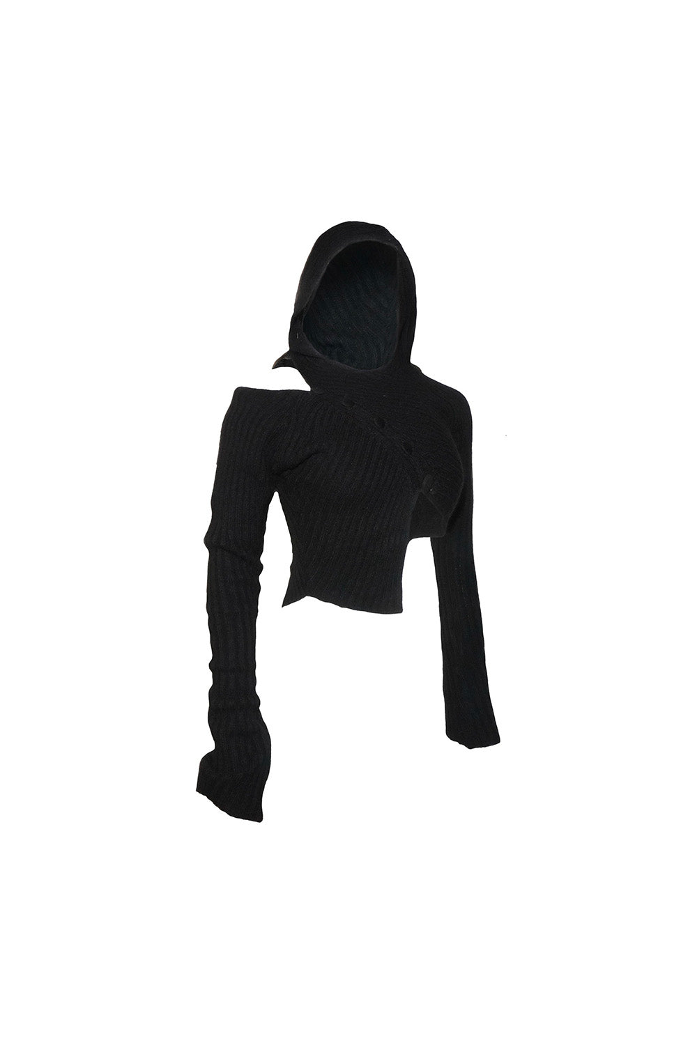 S asymmetric knit hoodie