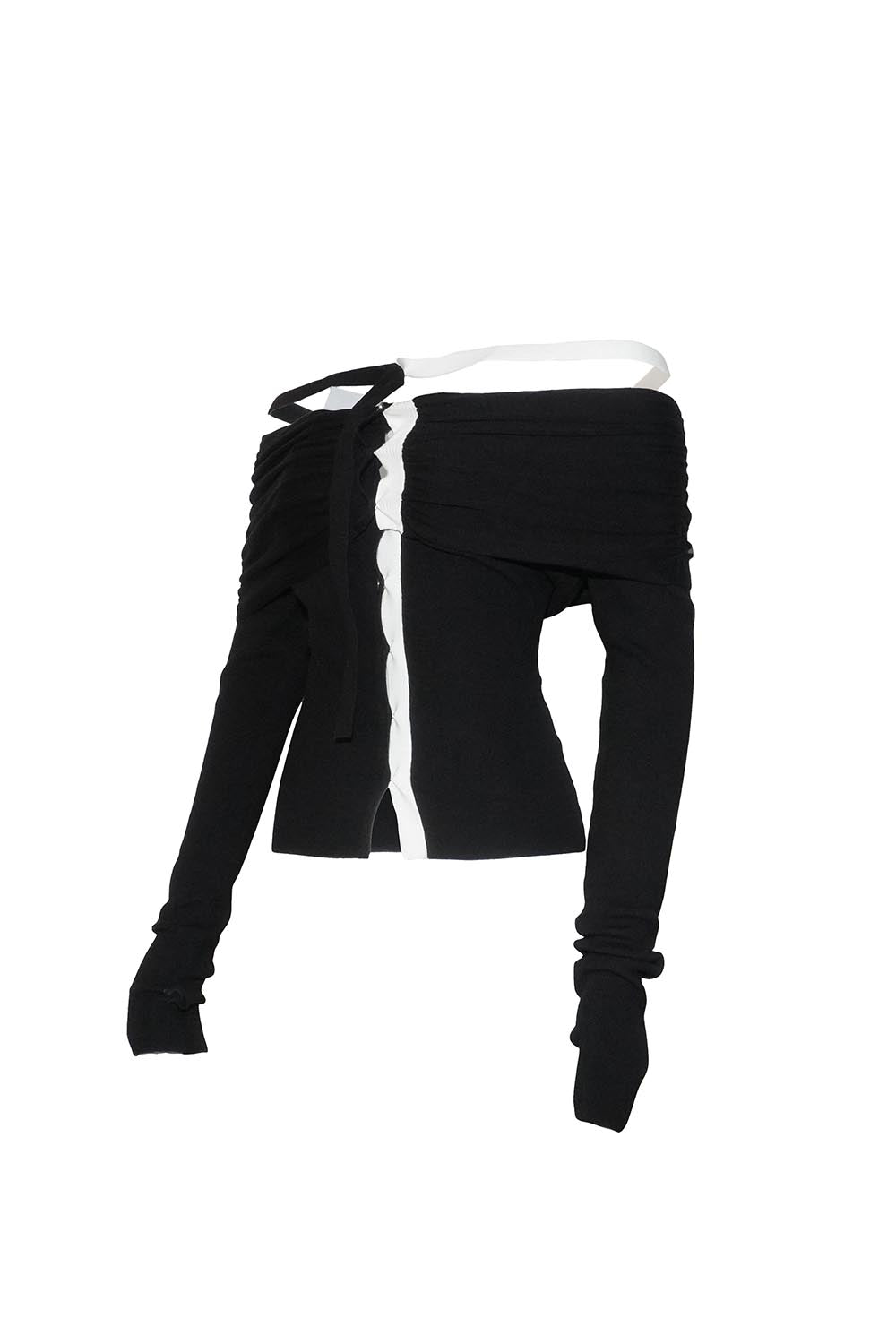 S bicolor shirred knit