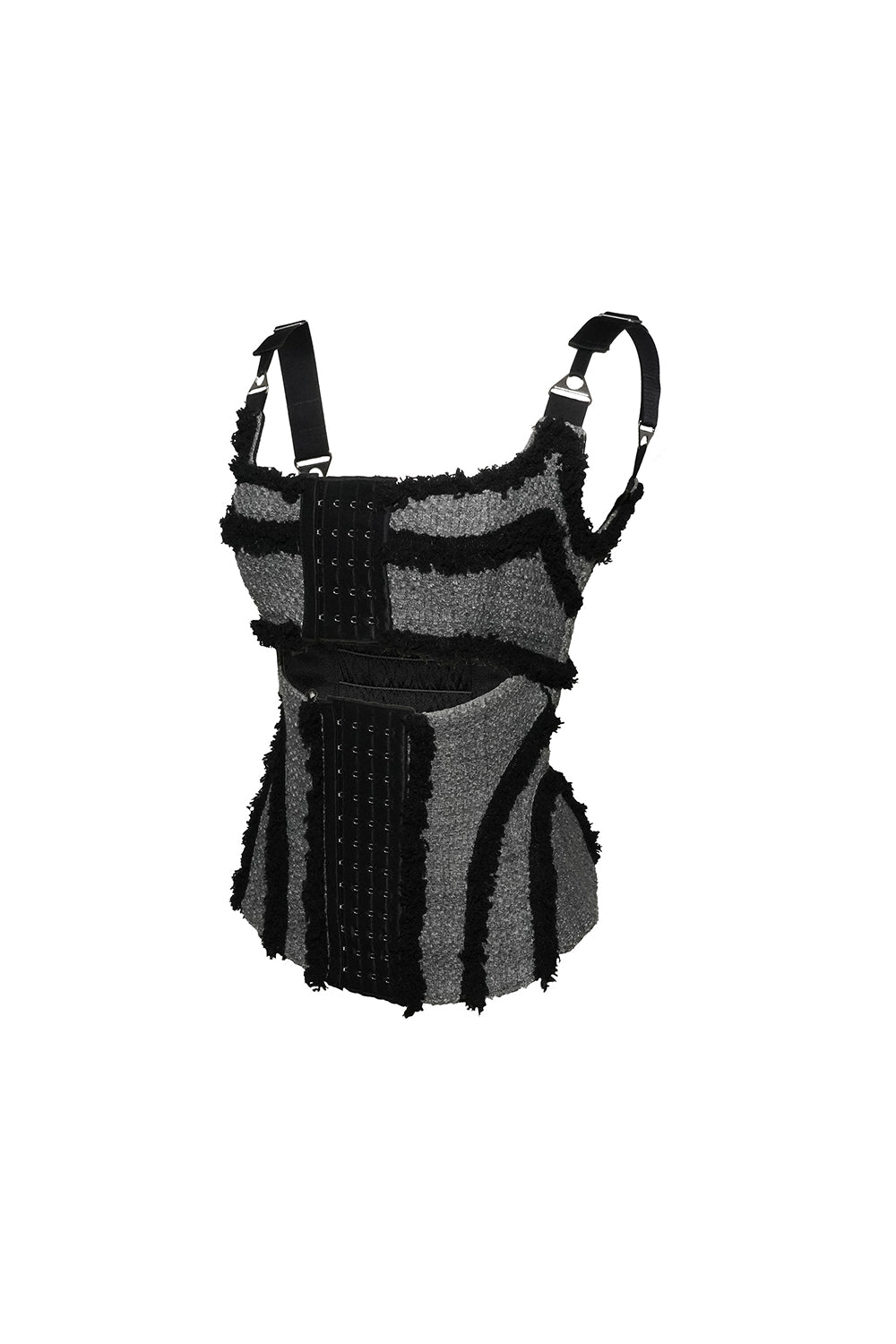 frayed tweed corset tops