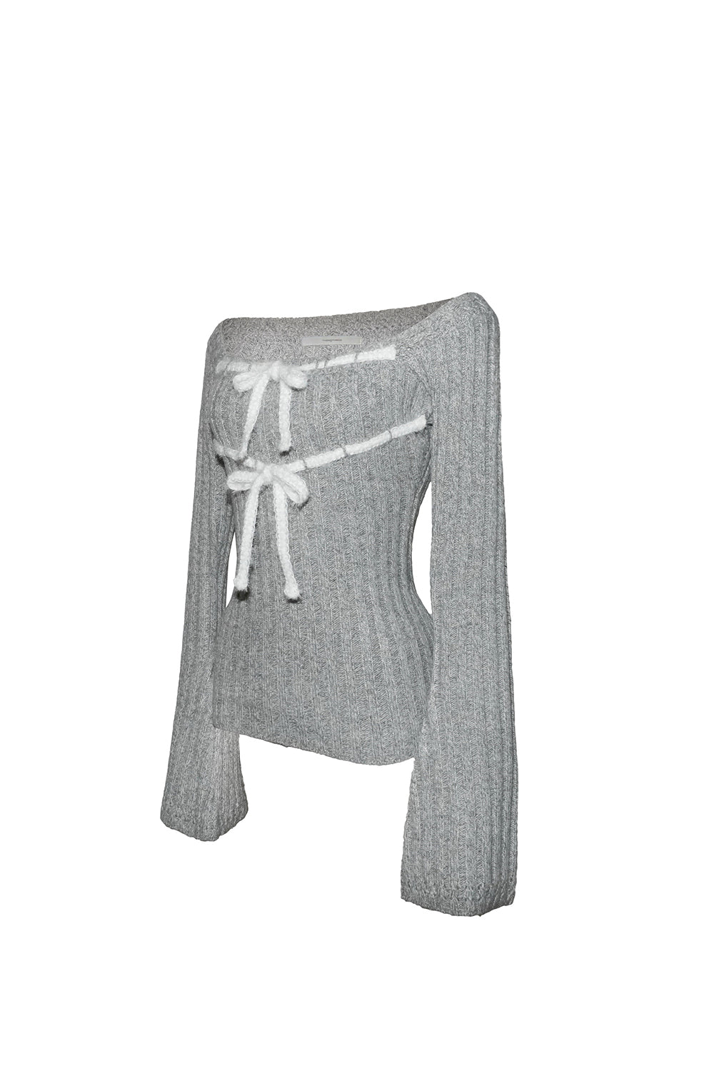 S rib knit tops ribbon