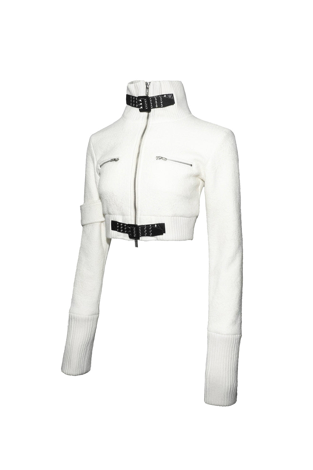 belted zip jacket cropped