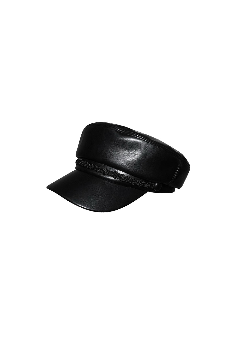 glossy leather casquette