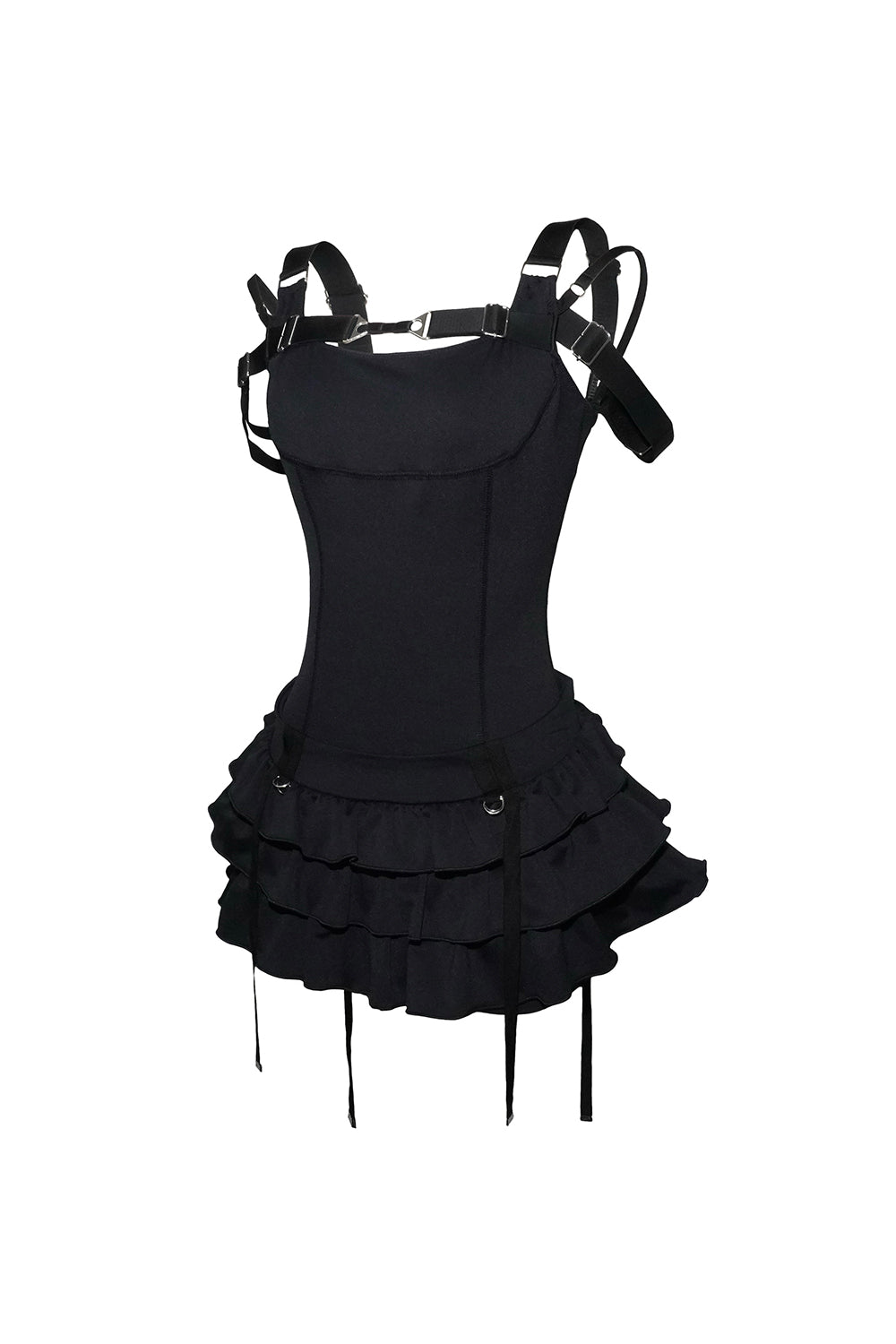 belted tiered dress mini